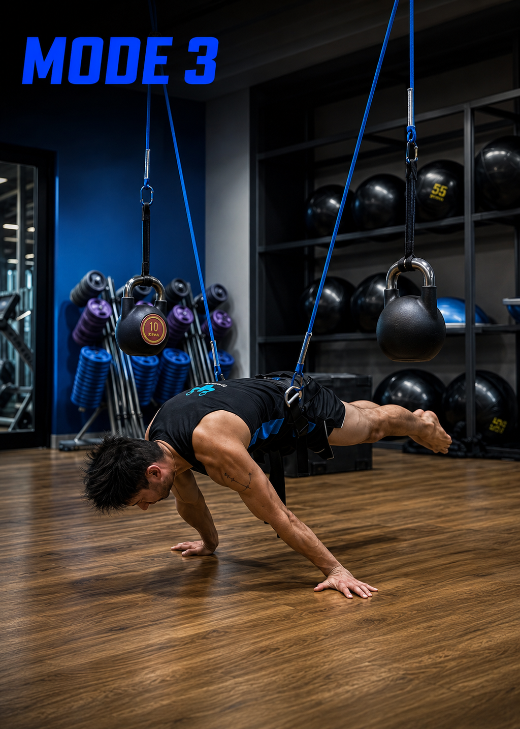 Forza Rings System harness and pulleys to remove part of your bodyweight